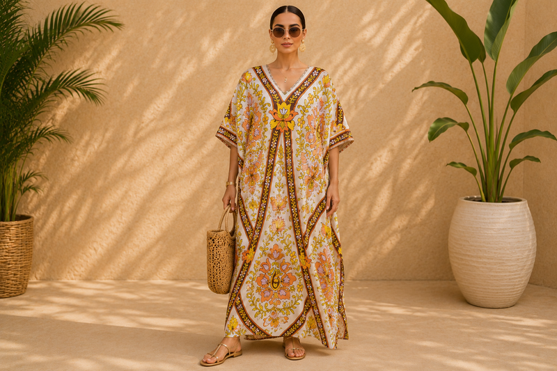 Golden Mirage Silk kaftan
